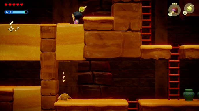 A Holmill burrowing a hole through sand in the Ancestor’s Cave of Rest in Zelda: Echoes of Wisdom.