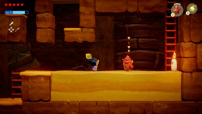 A Moblin fighting a Ignizol in Zelda: Echoes of Wisdom.