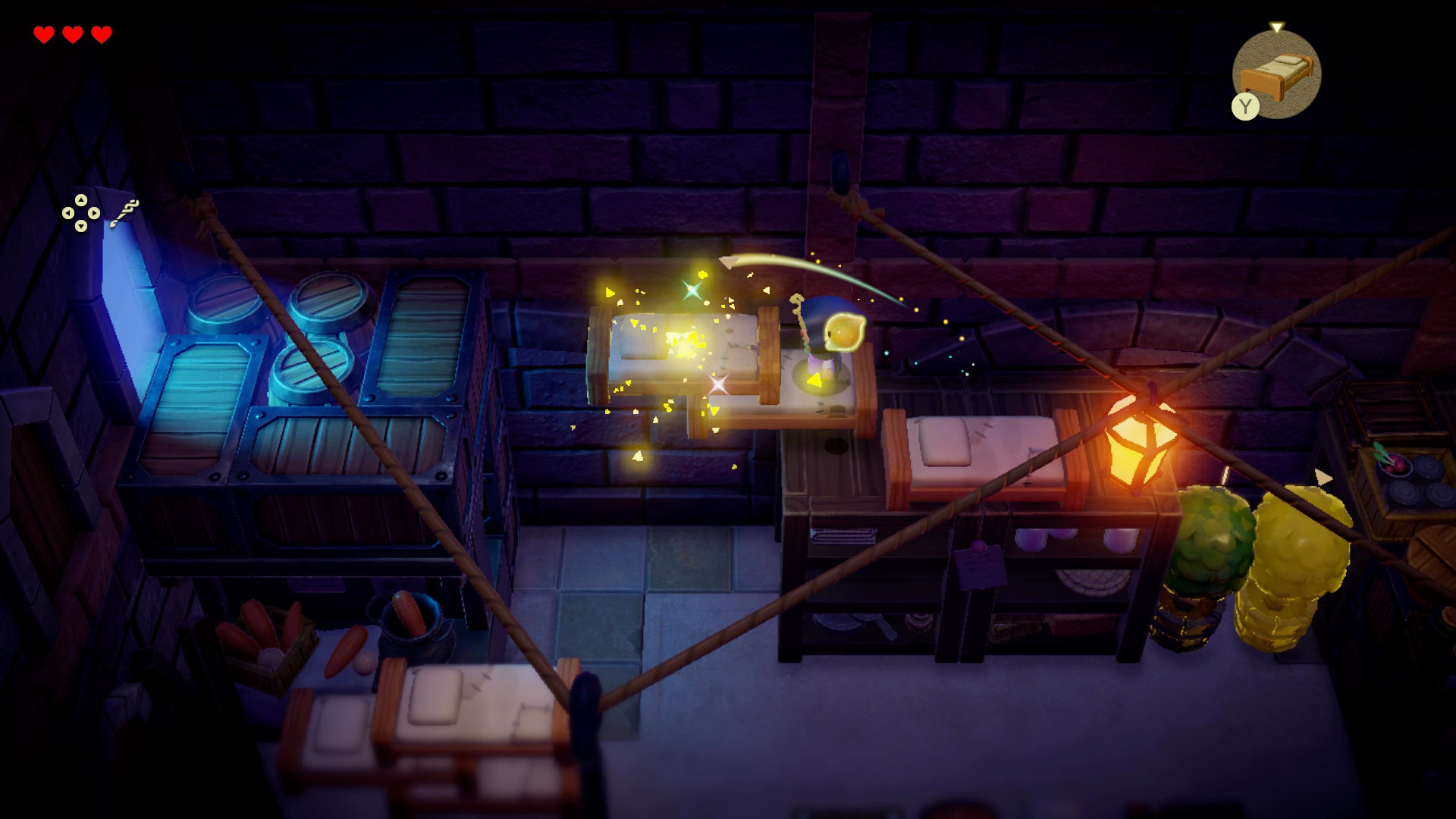 Zelda stacking beds on top of each other to make a bridge in Zelda: Echoes of Wisdom. - 8