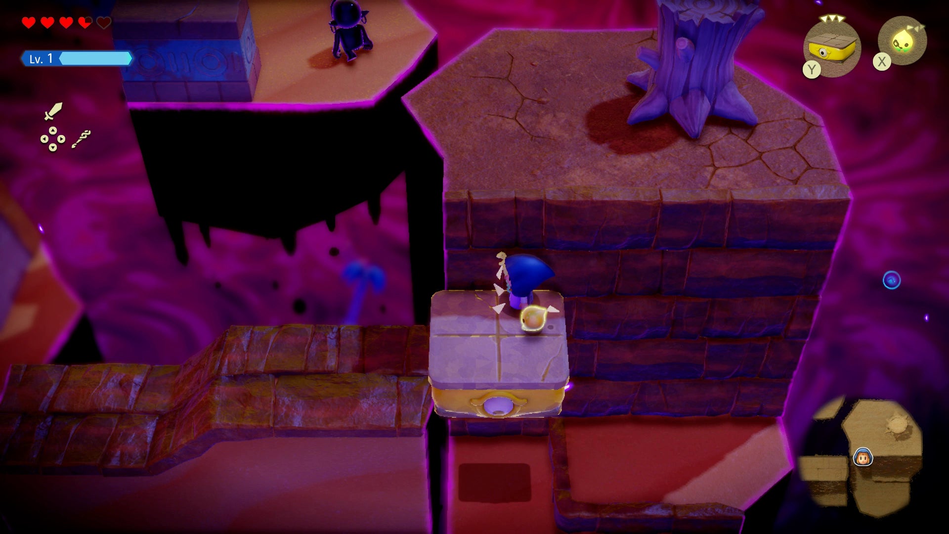 Princess Zelda riding a Platboom to reach a high ledge in the Gerudo Sanctum in Zelda: Echoes of Wisdom. - 22