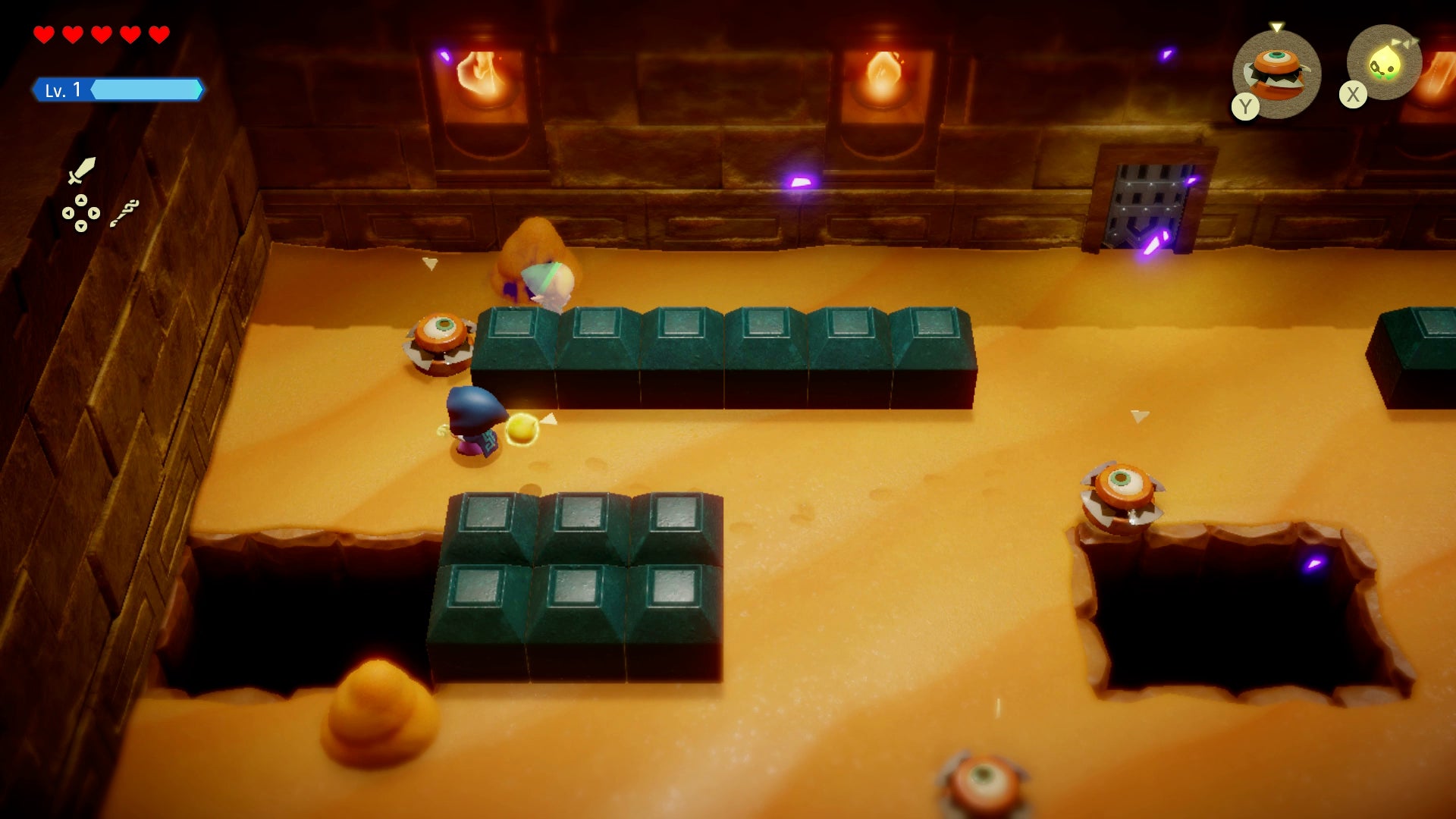 Princess Zelda fighting a shadow version of Link in the Gerudo Sanctum in Zelda: Echoes of Wisdom. - 27