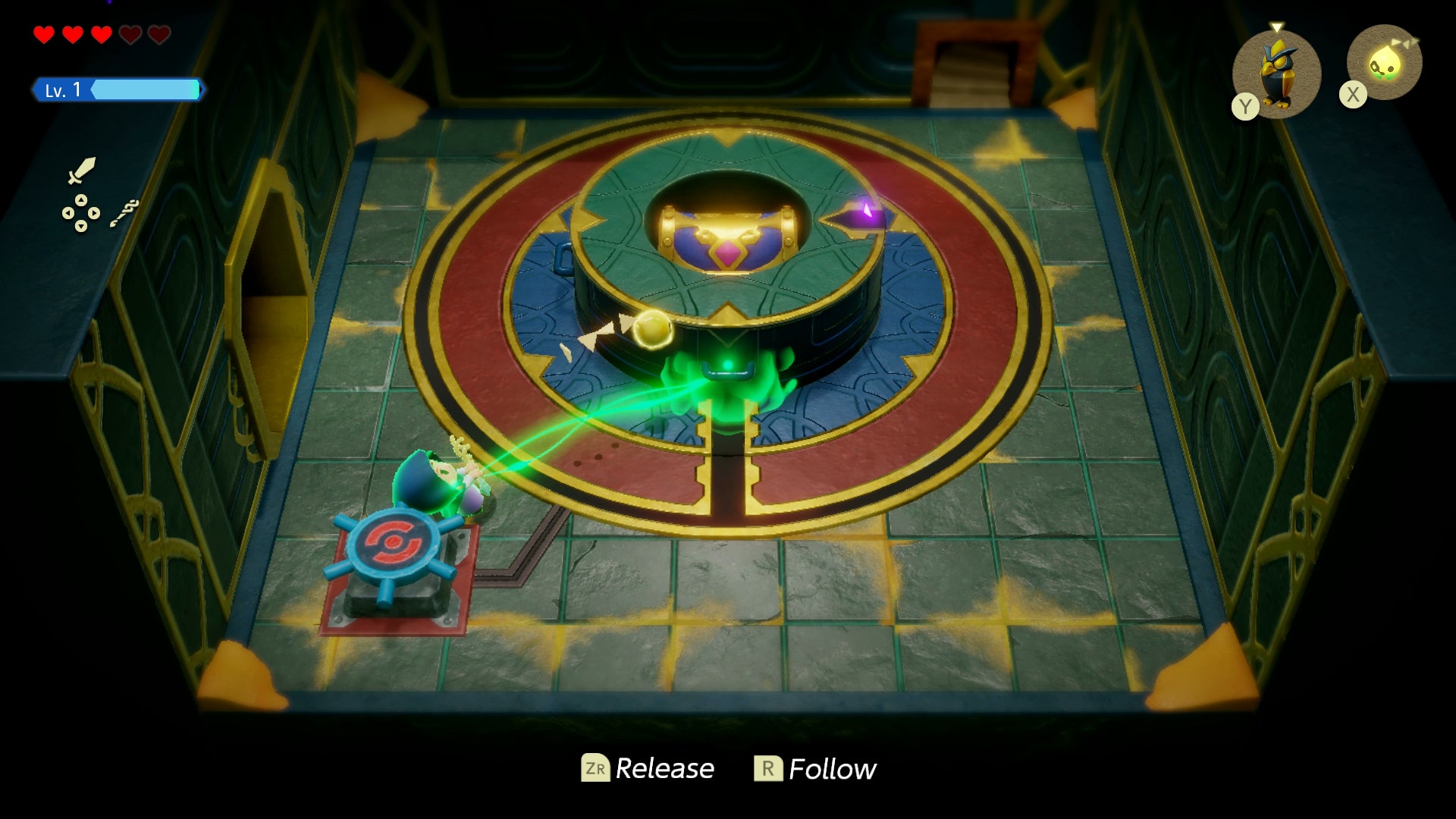 Princess Zelda using magic to pull a block and reveal a treasure chest in the Gerudo Sanctum in Zelda: Echoes of Wisdom. - 39