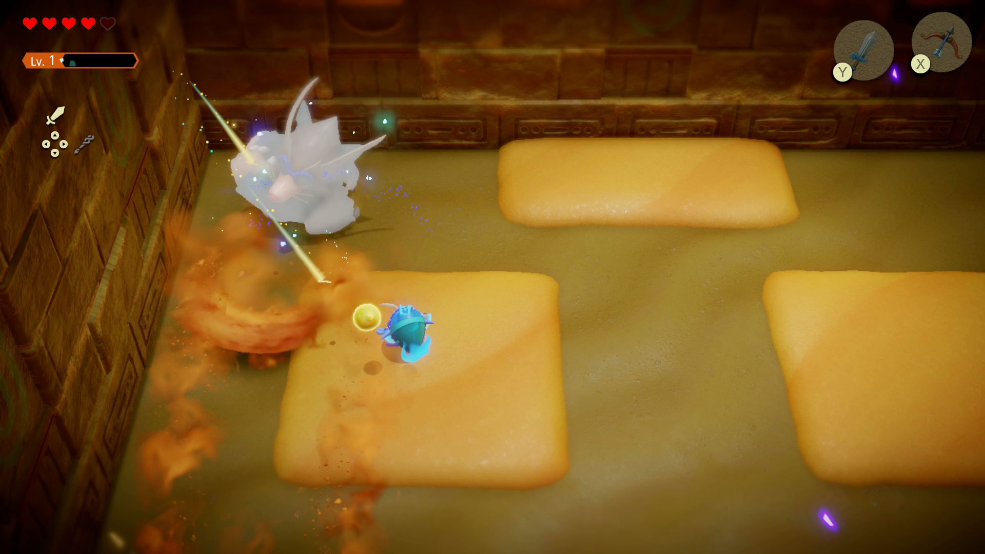 Princess Zelda firing arrows at Mogryph in Zelda: Echoes of Wisdom.