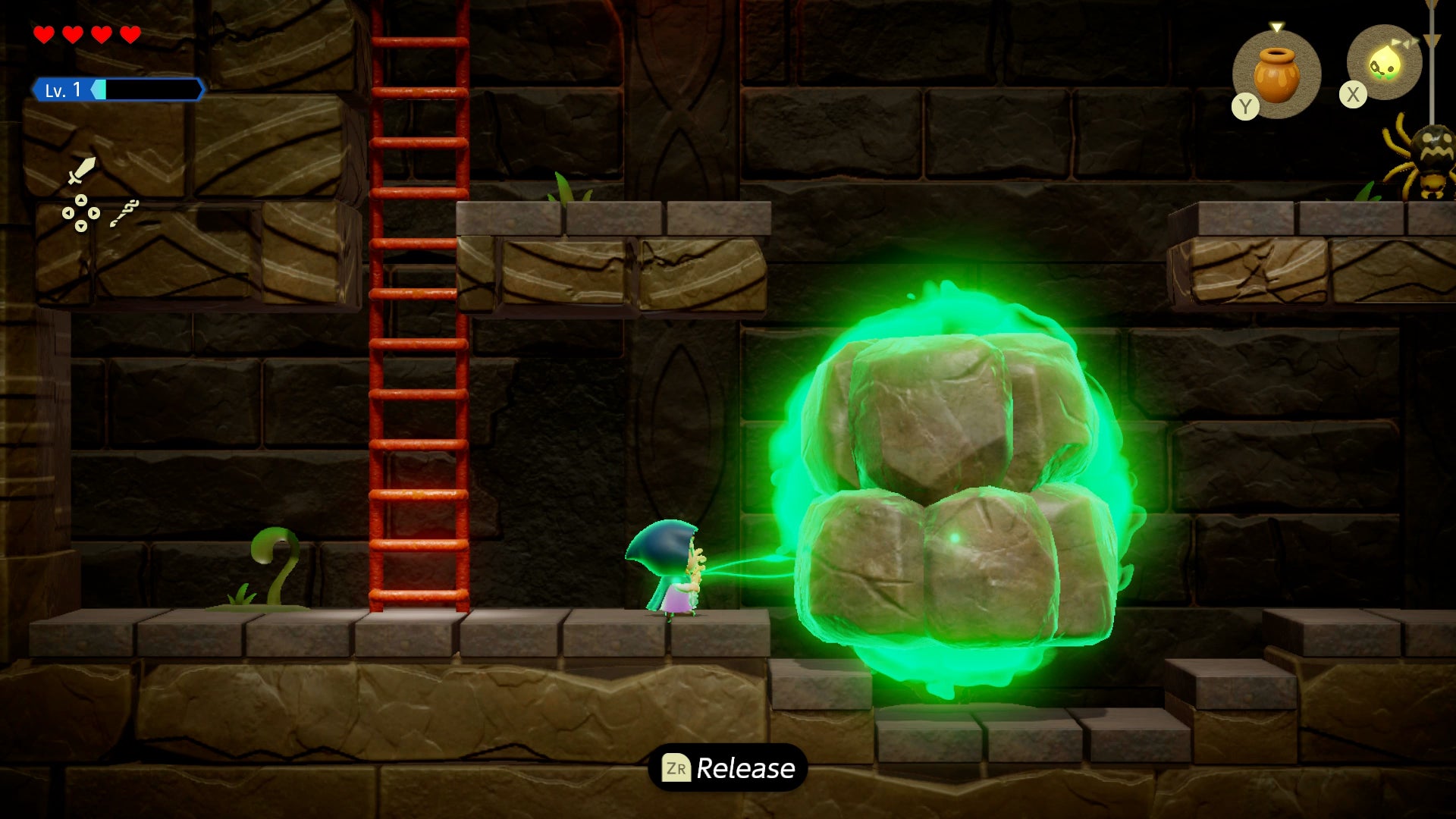 Princess Zelda using Tri to move a giant boulder in Zelda: Echoes of Wisdom. - 21