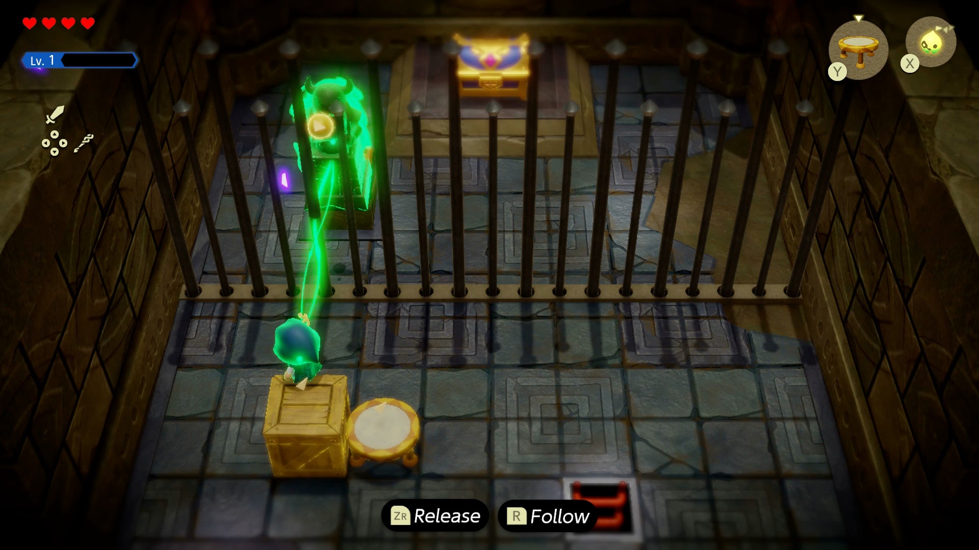 Princess Zelda pulling a statue from on top of a box in Zelda: Echoes of Wisdom. - 28