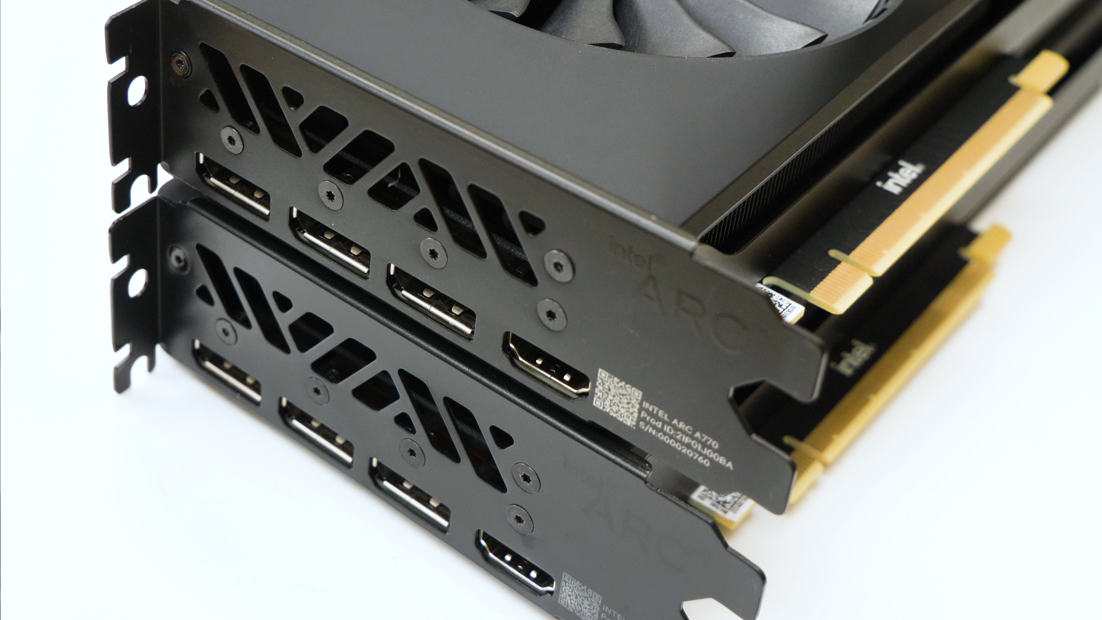 intel arc a770 and a750 hardware, showing the two graphics cards