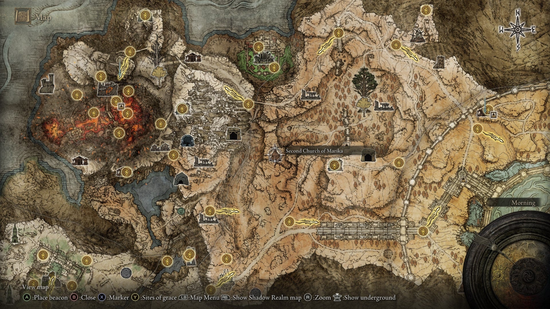 The location of Eleonora's Poleblade, the Second Church of Marika, is shown on the Elden Ring map - 14