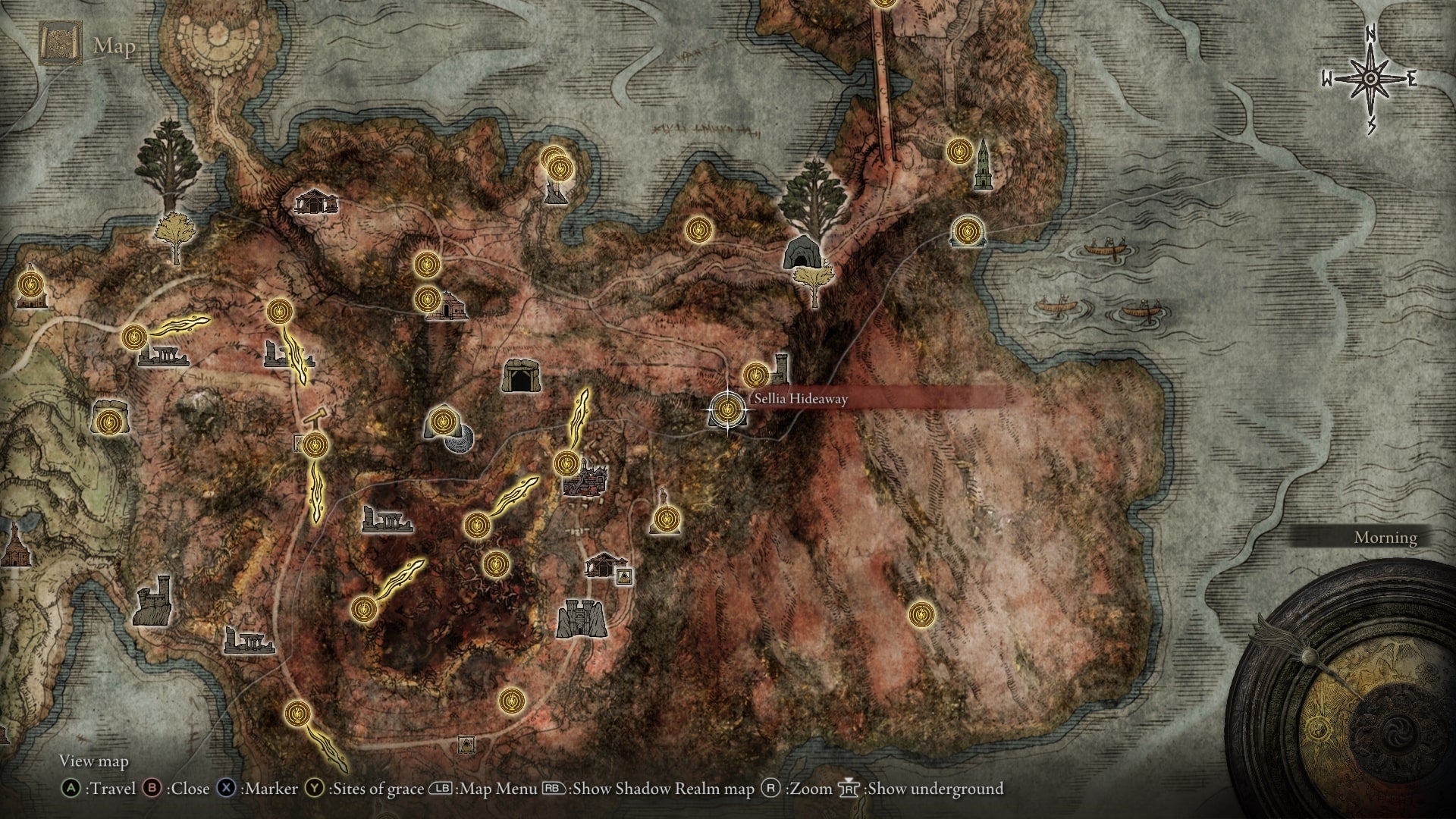 Sellia Hideaway is shown on the map in Elden Ring - 12