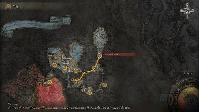 The location of the Wing of Astel and the route to it are shown on the Elden Ring map