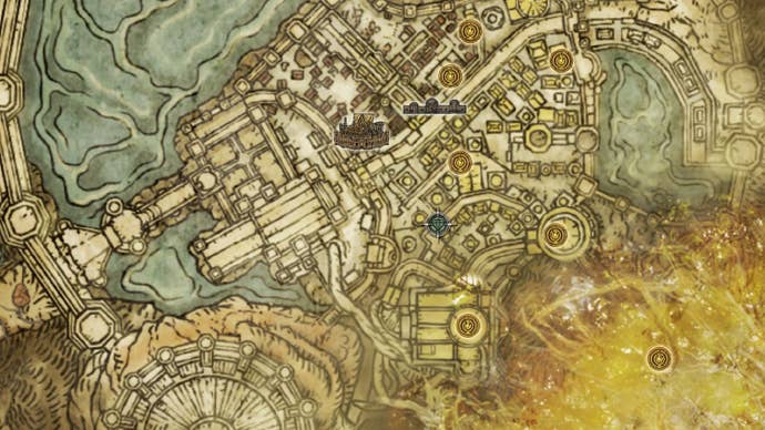 Elden Ring screenshot showing the Bolt of Gransax location with a small diamond marker on a map of Leyndell, Royal Capital