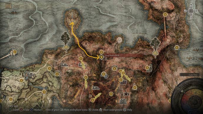 A map of Caelid colosseum in Elden Ring