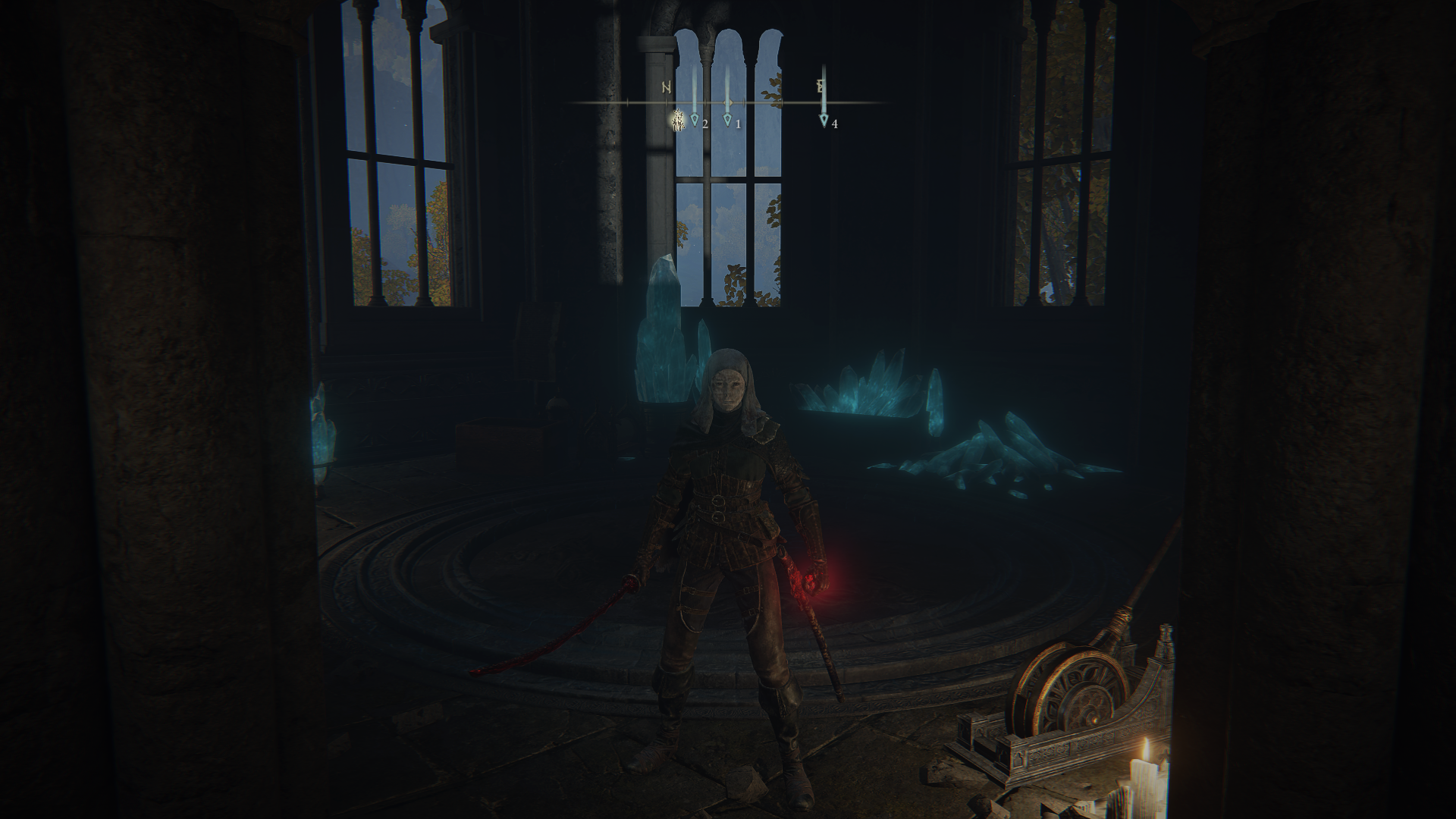 The player stands atop Chelona&rsquo;s Rise by the elevator in Elden Ring