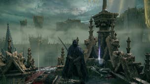 The player stands on top of a tower at Stormveil Castle, where the Claw Talisman is located in Elden Ring