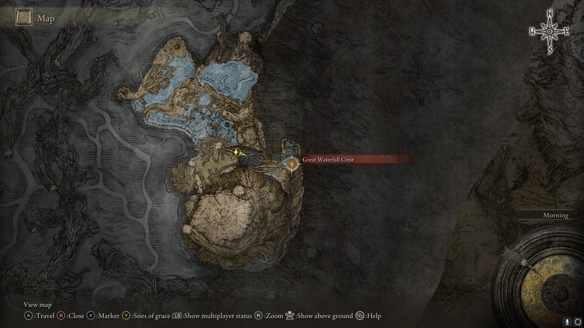 The location of Elden Stars in Deeproot Depths is marked on the Elden Ring map