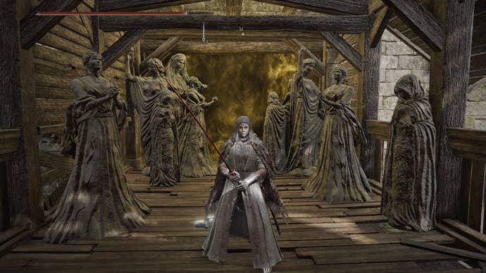 The player stands outside of Elemer of the Briar’s boss room in The Shaded Castle in Elden Ring