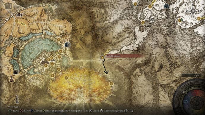 The location of the Fell Twins boss fight, on the way to the Divine Tower of East Altus, is marked on the Elden Ring map