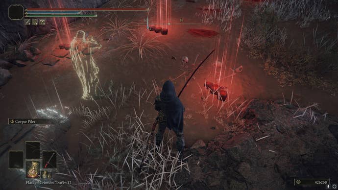 Le joueur fait face aux signes d'invocation des trois Chevaliers du Grand Pot dans Elden Ring