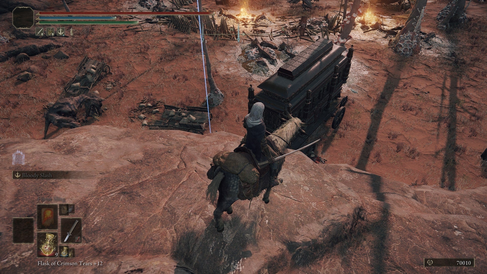 The player faces an abandoned carriage in Elden Ring - 4