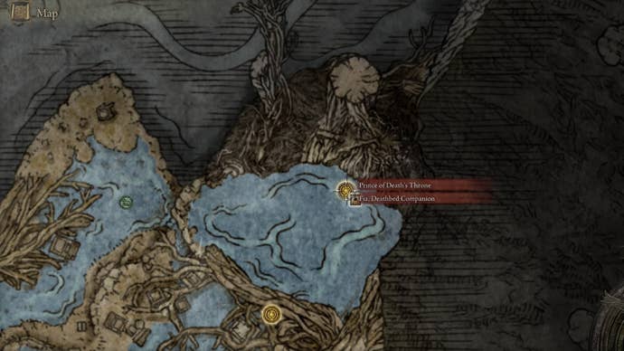 Elden Ring screenshot showing the Inseparable Sword location at the Prince of Death’s Throne