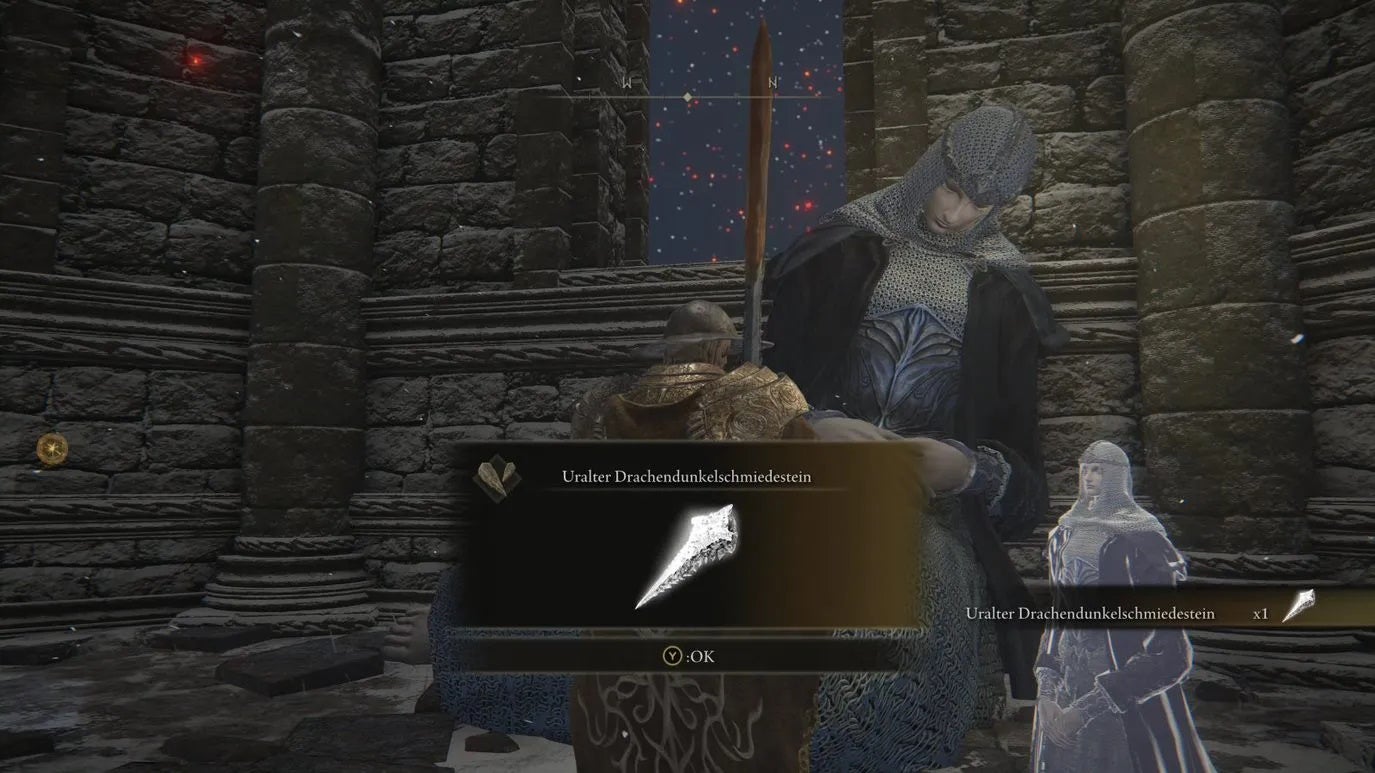 Popup menu view of the left half of the secret medallion obtained after defeating Commander Niall in Elden Ring.