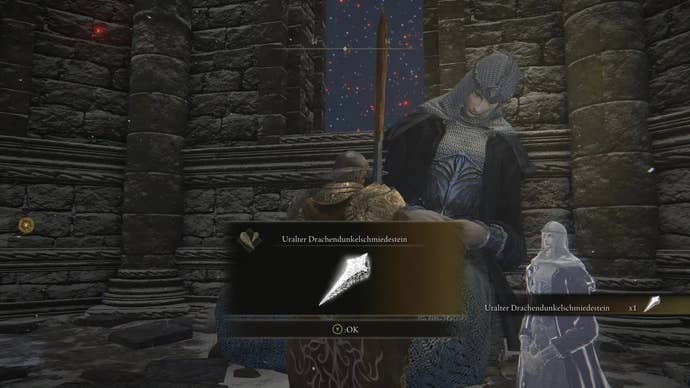 Popup menu view of the left half of the secret medallion obtained after defeating Commander Niall in Elden Ring.