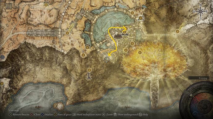 The map of Leyndell colosseum in Elden Ring