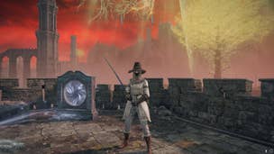 The player stands in front of the waygate at Fort Gael in Elden Ring