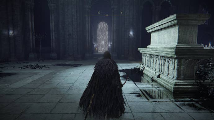 The player looks toward the room containing the Mimic Tear Spirit Ashes in Elden Ring