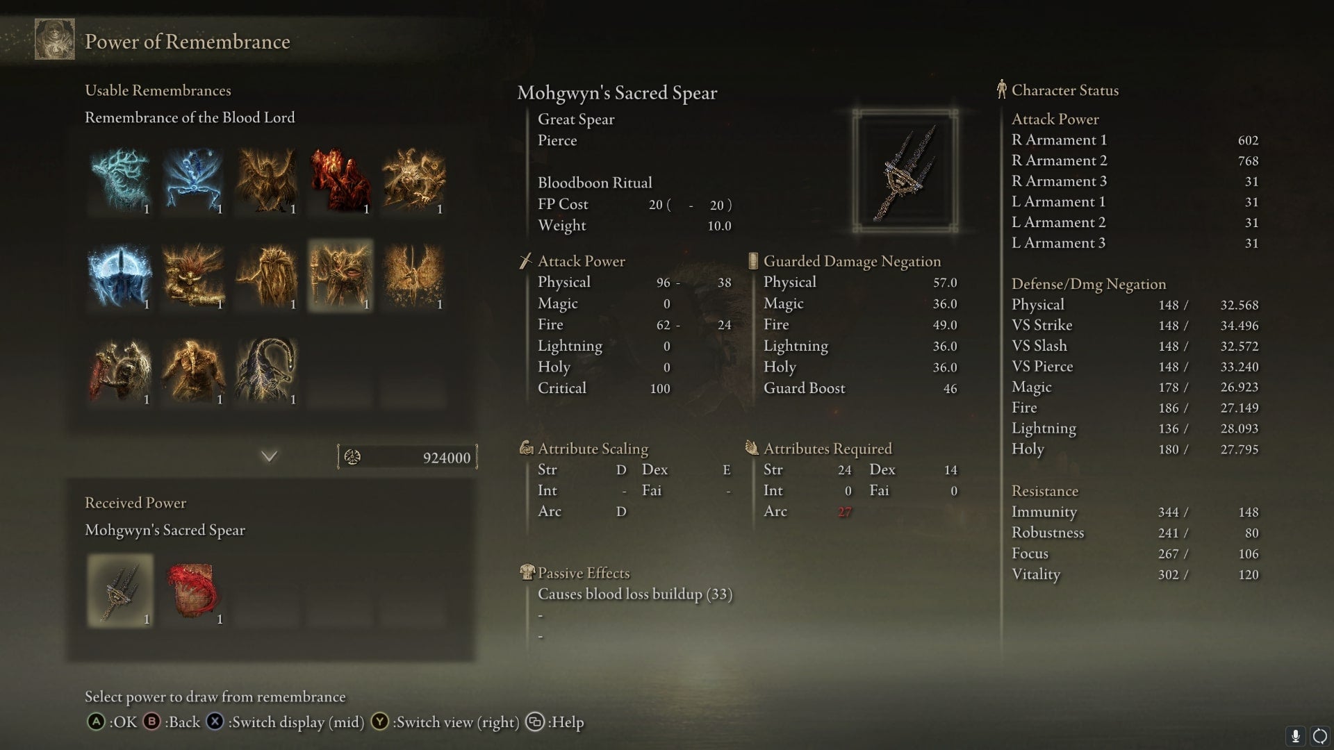 The player looks at trading the Remembrance of the Blood Lord with Enia at Roundtable Hold in Elden Ring