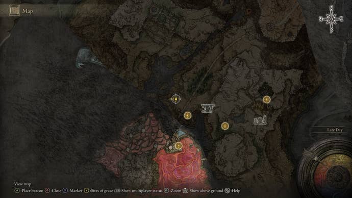 The closest Site of Grace to the Moon of Nokstella is shown on the Elden Ring map