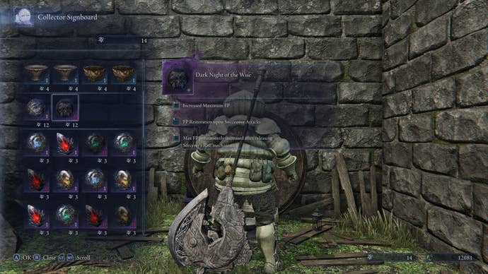 The player watches the dark night of the smart relic in the collector area at Ring Elden Nightreign