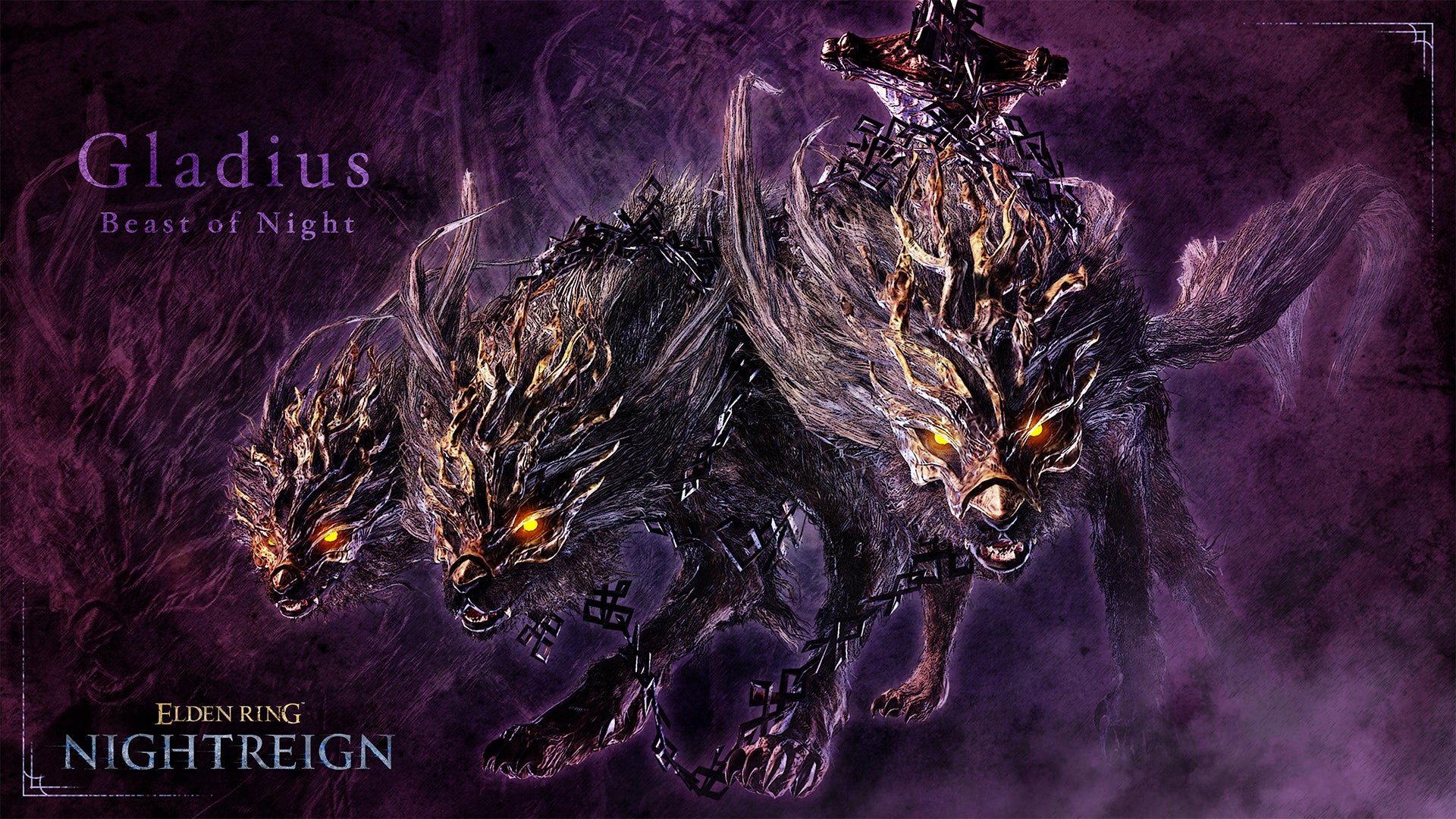 Everdark Tricephalos, also known as Gladius Beast of Night, is shown in promotional artwork for Elden Ring Nightreign - 1