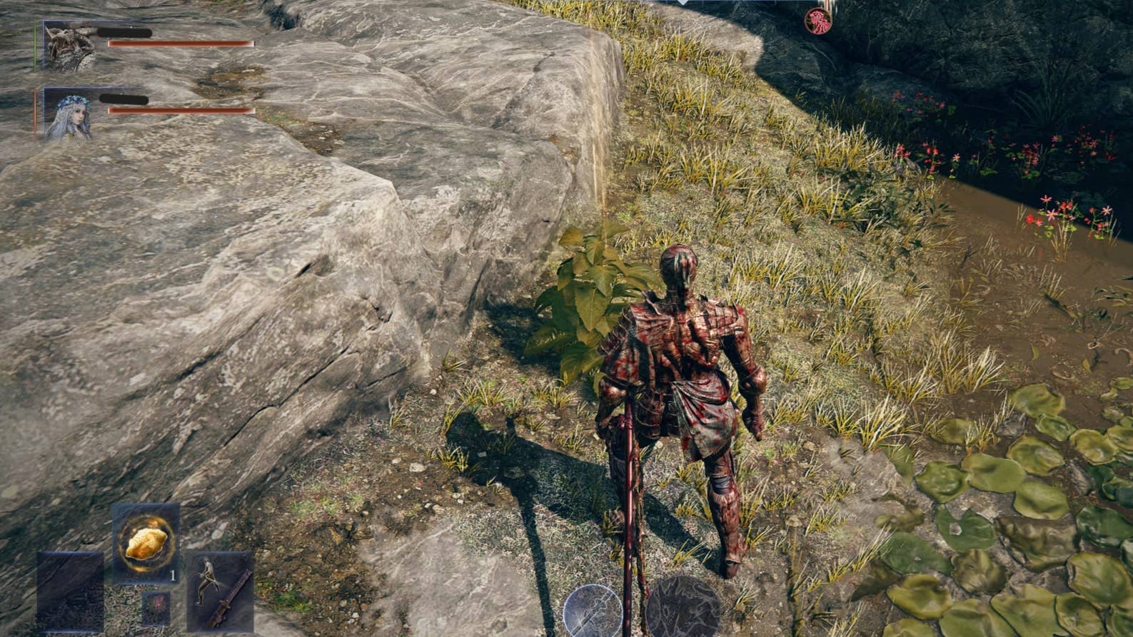 Executor looks at a glowing legendary item - a quest item - in Limveld in Elden Ring: Nightreign