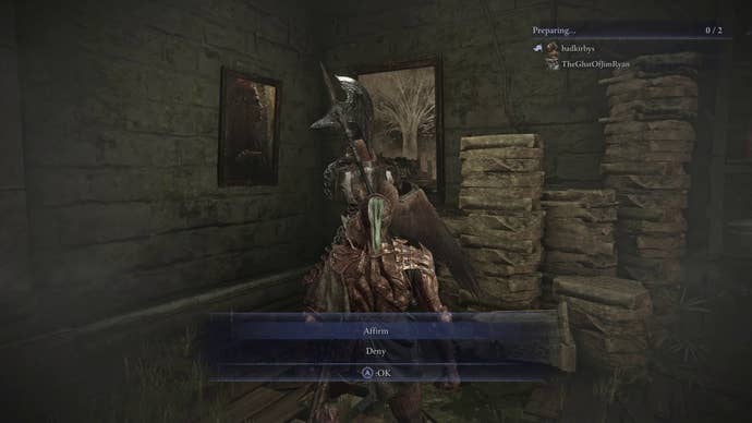 Executor speaks to Guardian in a round table in Elden Ring: Nightreign