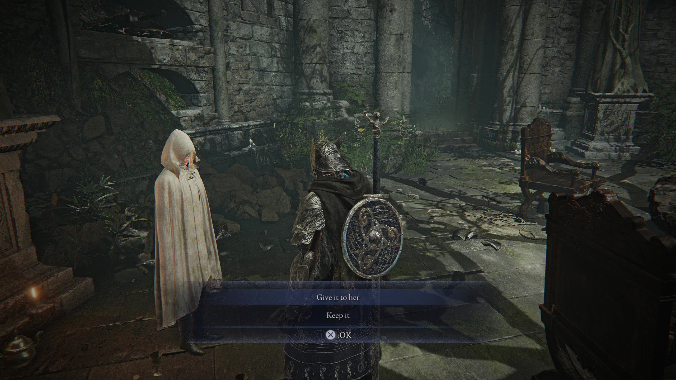 The 'give it to her' dialog option for the old Pocketwatch in Elden Ring: Nightreign. - 5