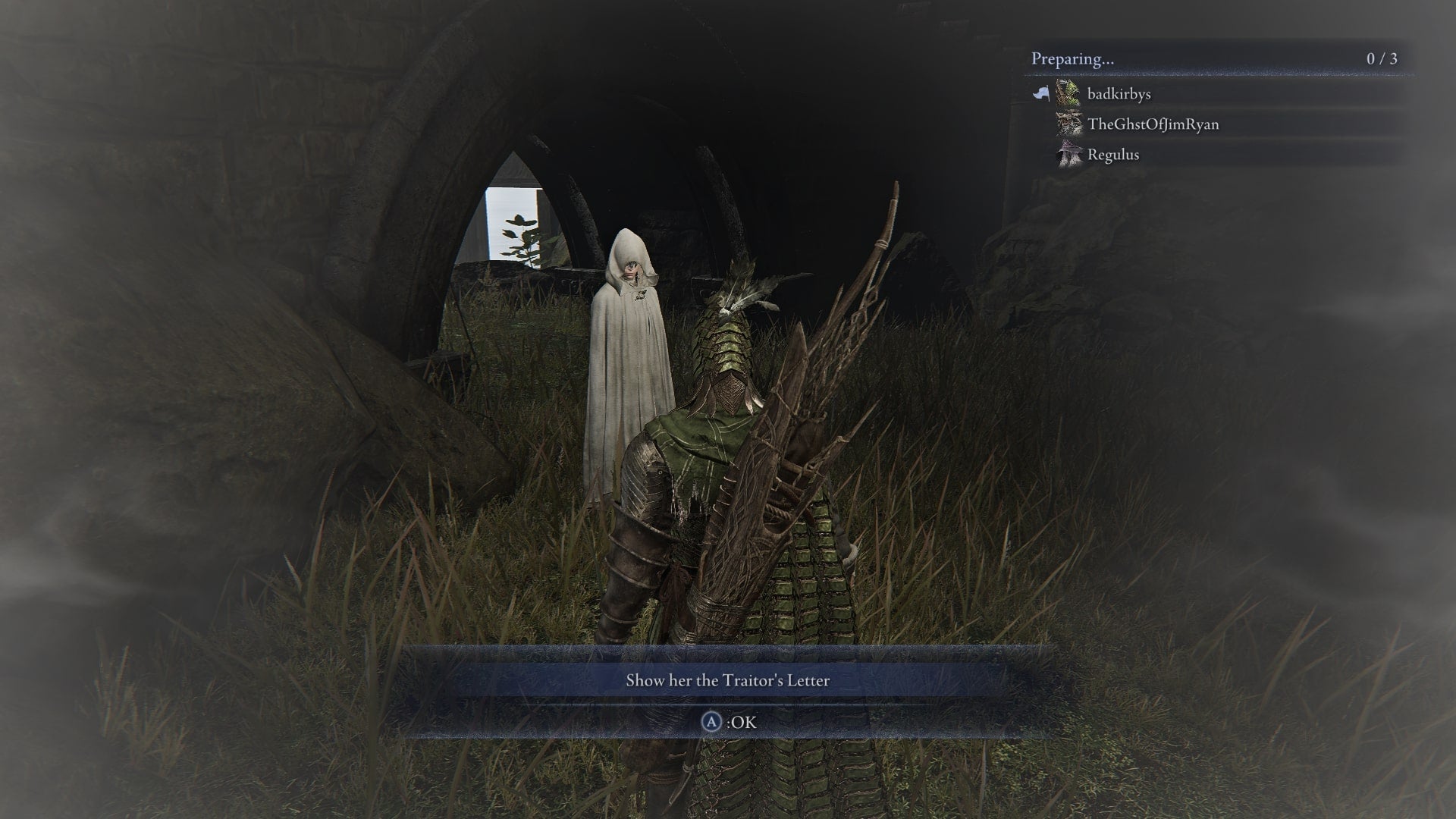 The Ironeye has an option to hand over the Traitor's Letter to the Priestess in Elden Ring: Nightreign - 4