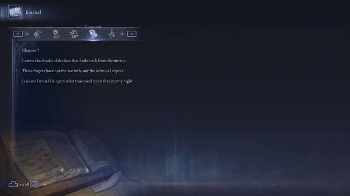 Chapter 7 of the Revenant's Journal entries is shown in Elden Ring Nightreign