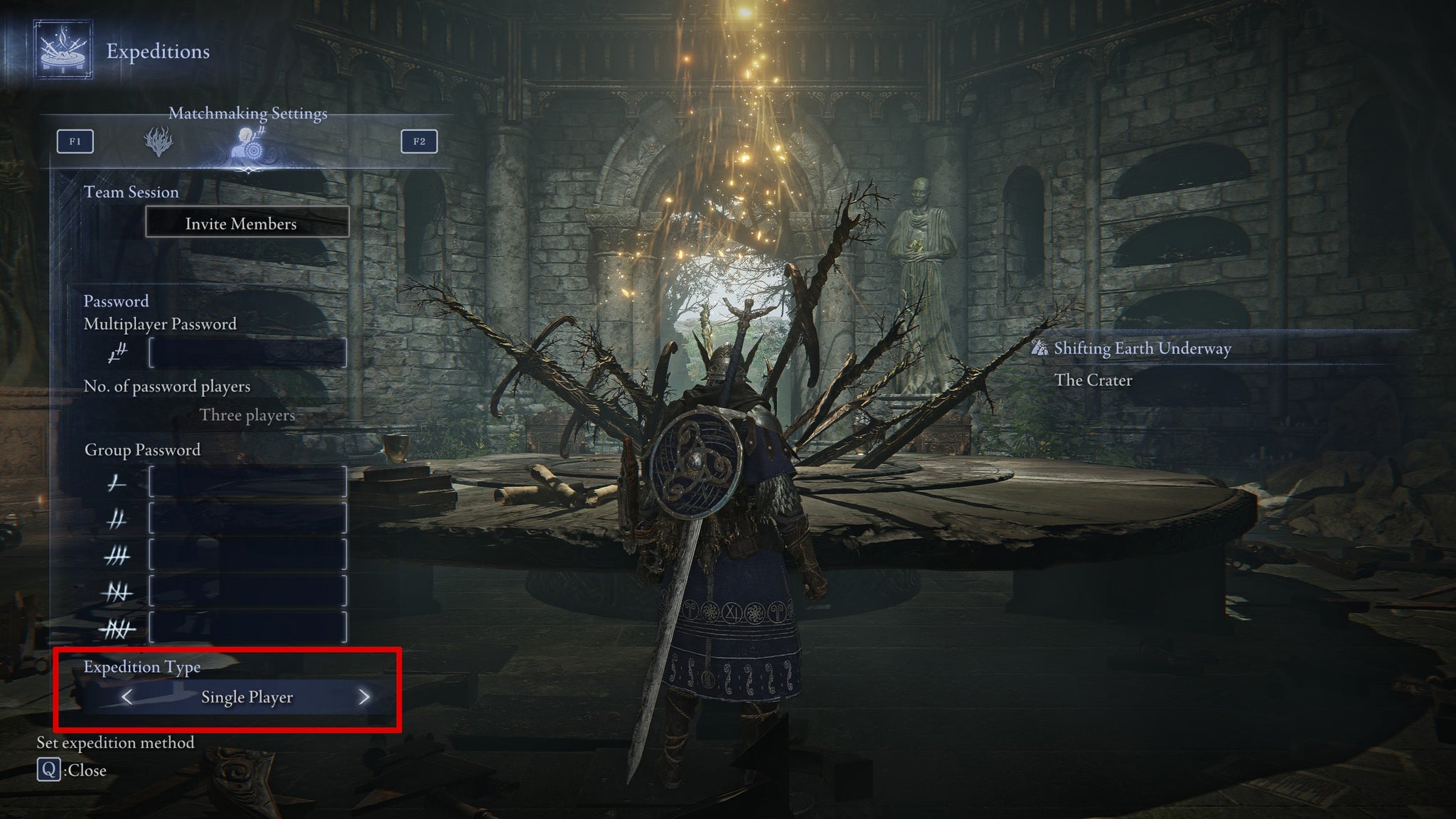 The menu toggle for multiplayer and single player expeditions in Elden Ring: Nightreign. - 5