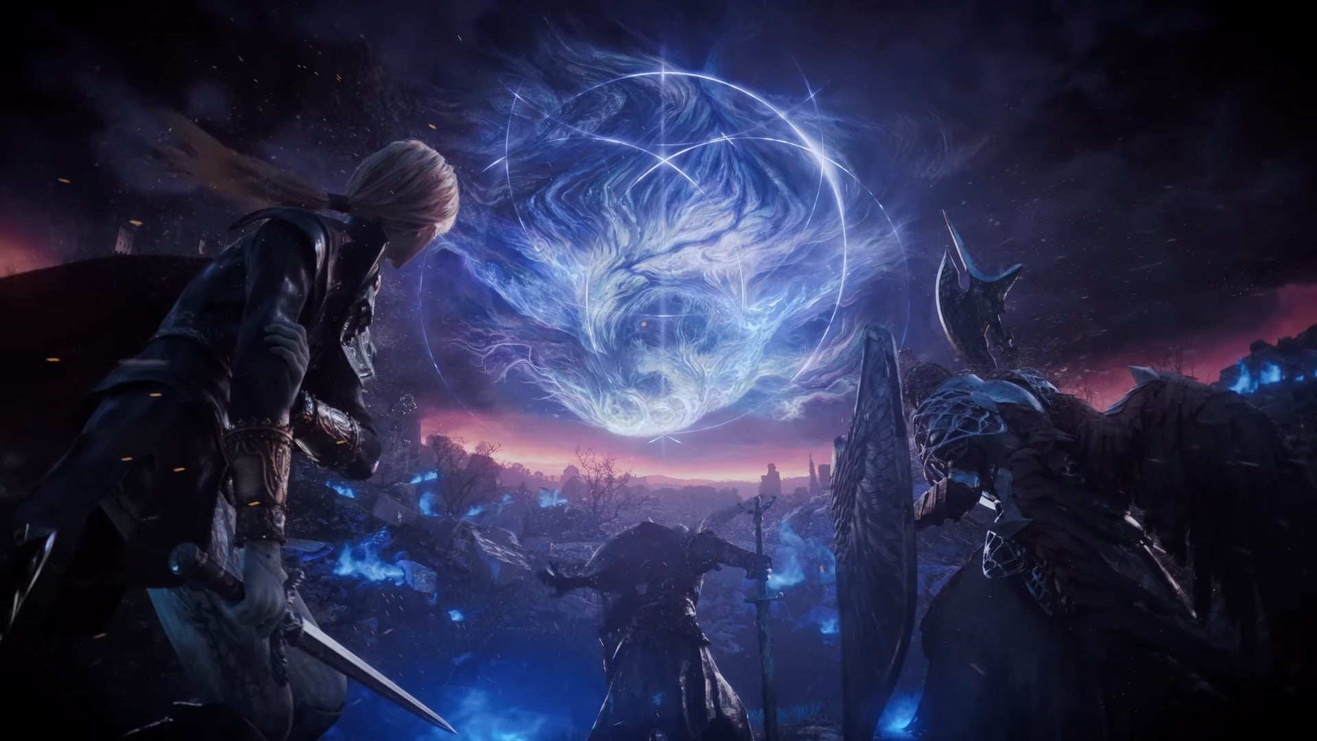 Duchess, Guardian, and Wylder are seen looking up to the night sky in the launch trailer for Elden Ring Nightreign - 1