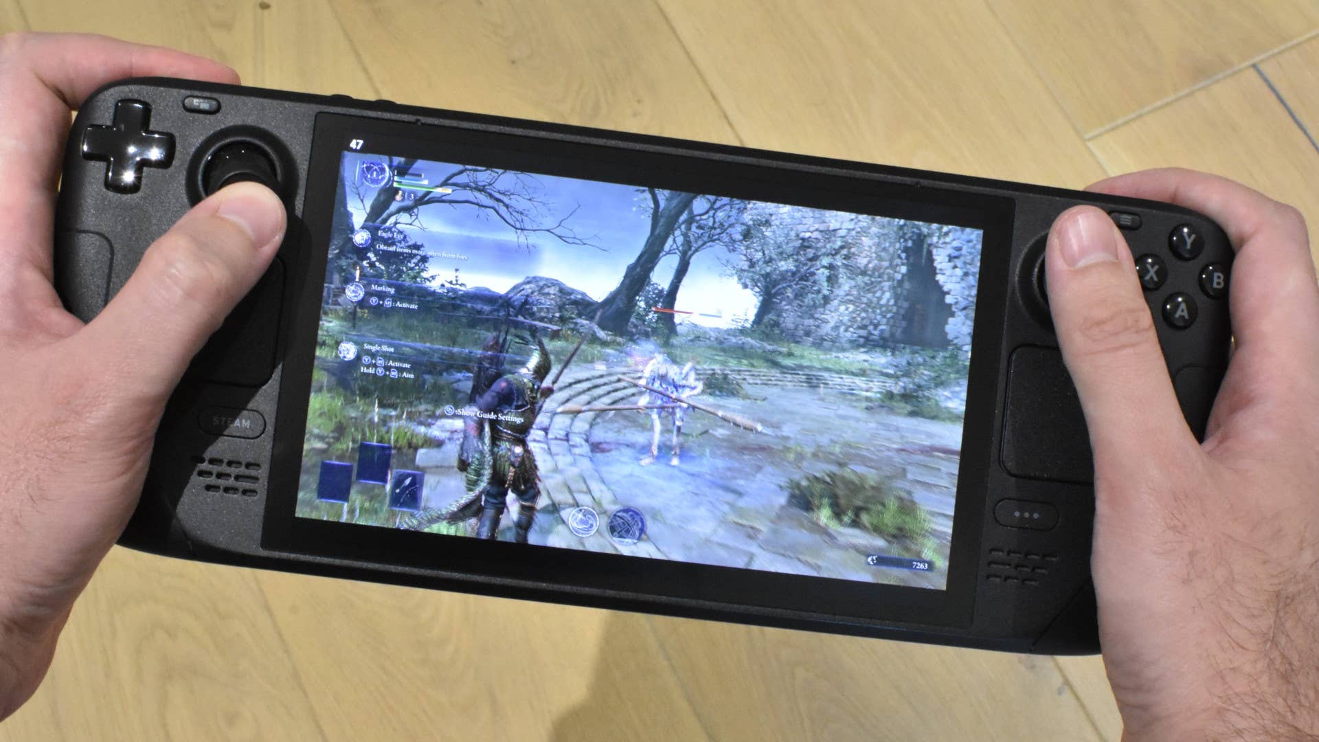 The training area in Elden Ring Nightreign, running on a Steam Deck.