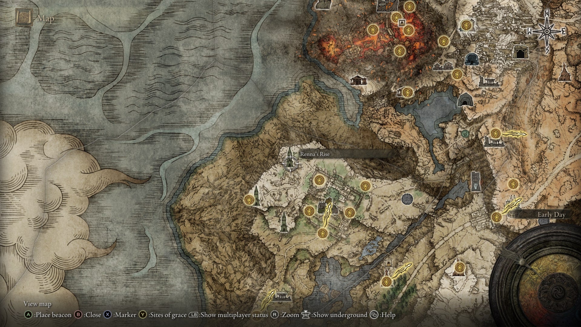 Renna&rsquo;s Rise is marked on the Elden Ring map