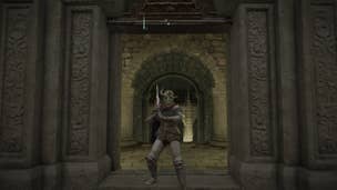 The player stands outside of Sainted Hero's Grave in Elden Ring