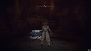 The player stands in front of the chest containing the Scorpion's Stinger in the Lake of Rot in Elden Ring