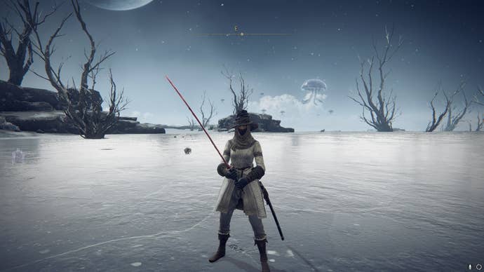 The player stands on the Freezing Lake near where Seppuku can be found in Elden Ring