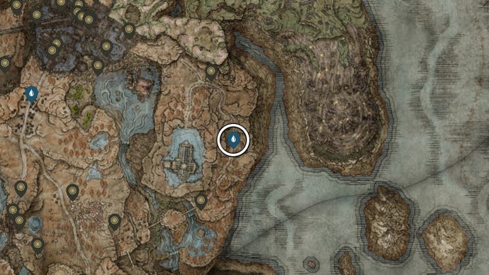 The location of the Cerulean Tear has been circled in Elden Ring Shadow of the Erdtree.