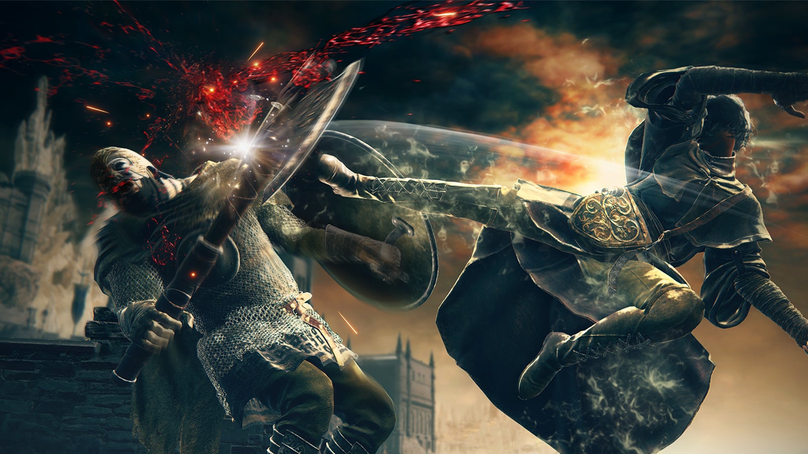 A mighty kick delivered to an enemy in Elden Ring Shadow of the Erdtree.