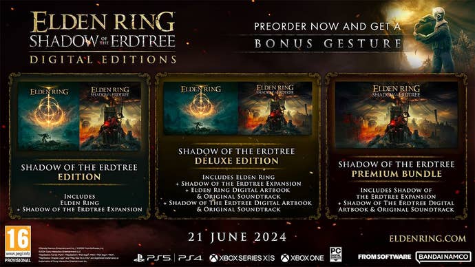 What’s included in three editions of Elden Ring Shadow of the Erdtree.