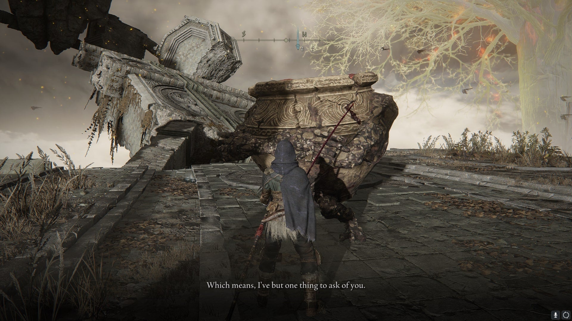 The player speaks with Iron Fist Alexander at Crumbling Farum Azula in Elden Ring - 4