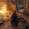 A bonfire of corpses in Elden Ring, with ray tracing effects on.