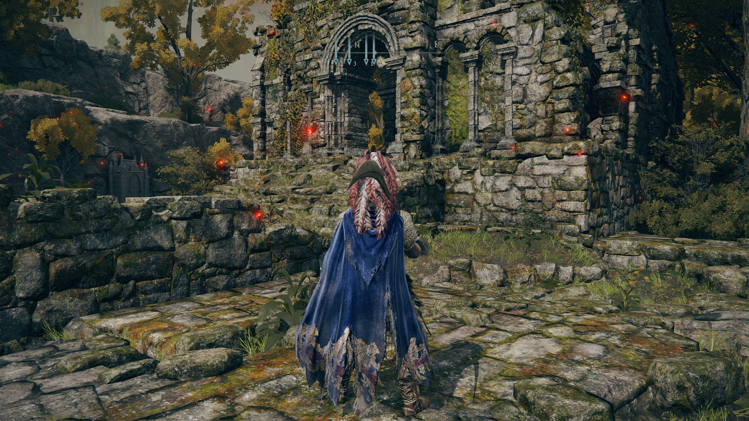 Old ruins in Elden Ring, with ray tracing effects off.